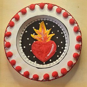 Handmade Mexican Art, Milagritos,  Sacred Heart, Retablos